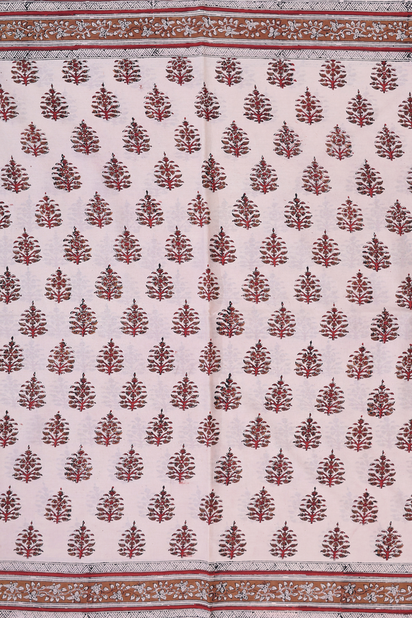 Jaipur Cotton Saree In Beige With Floral Printed Design