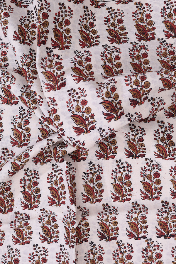 Jaipur Cotton Saree In Beige With Floral Printed Design