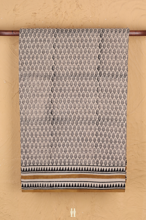 Jaipur Cotton Saree In Beige With Printed Design