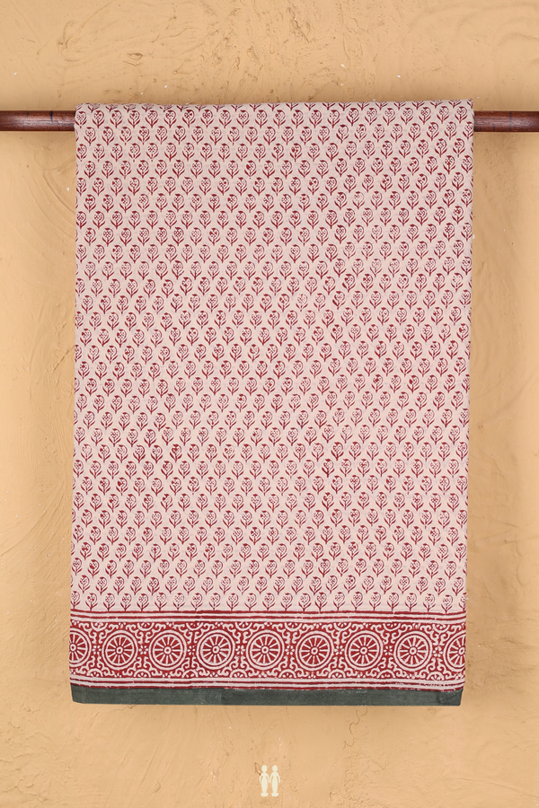 Jaipur Cotton Saree In Beige With Printed Design