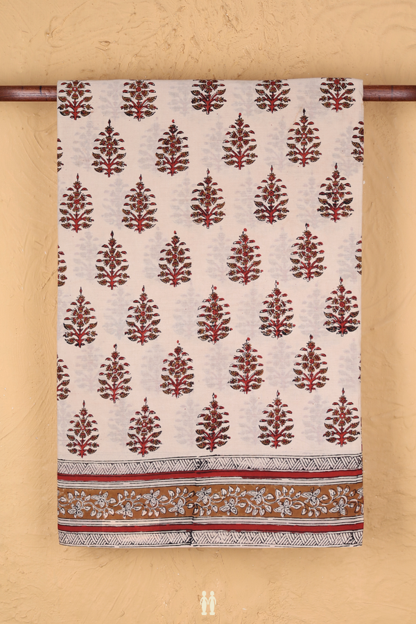 Jaipur Cotton Saree In Beige With Printed Design