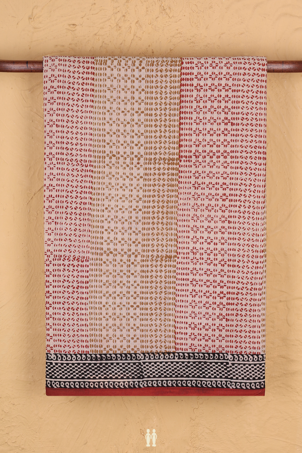 Jaipur Cotton Saree In Beige With Printed Design