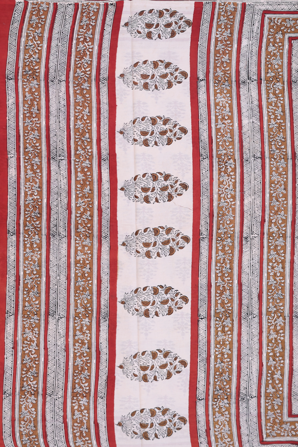 Jaipur Cotton Saree In Beige With Printed Design