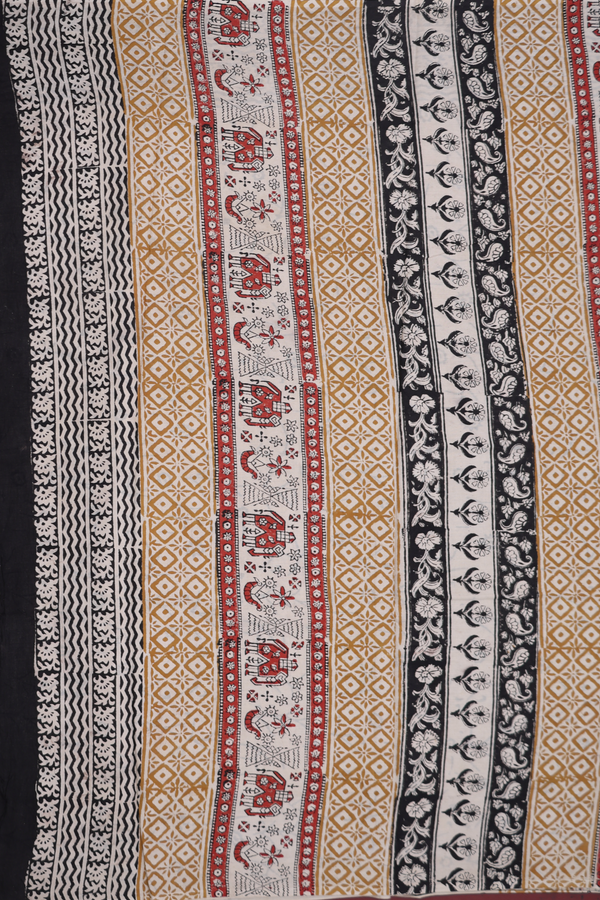 Jaipur Cotton Saree In Beige With Printed Design