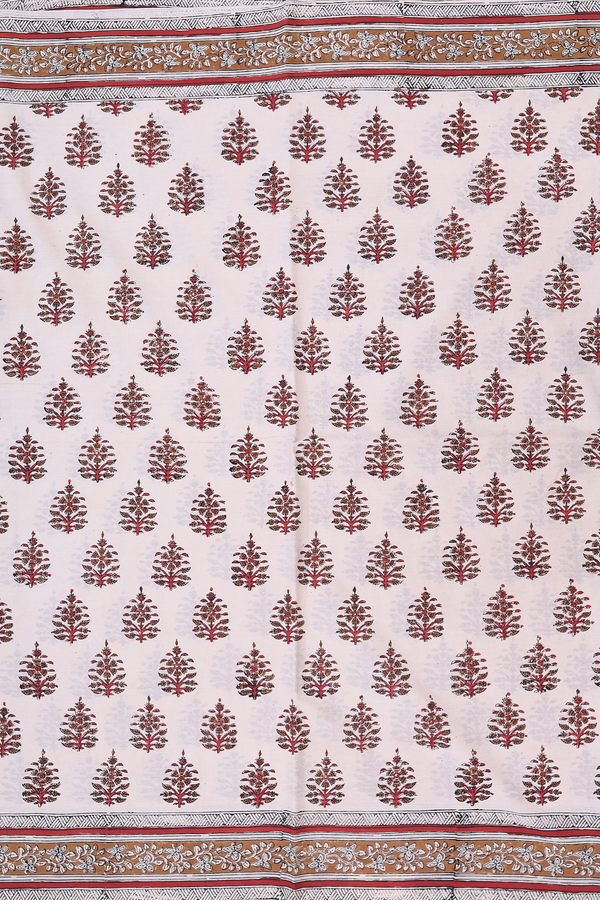 Jaipur Cotton Saree In Beige With Printed Design