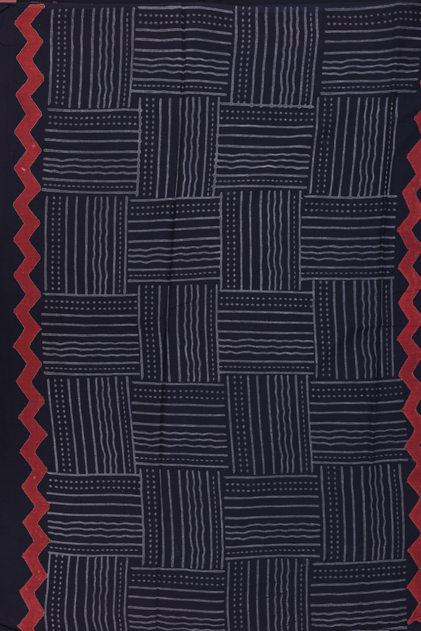 Jaipur Cotton Saree In Black With Floral Design