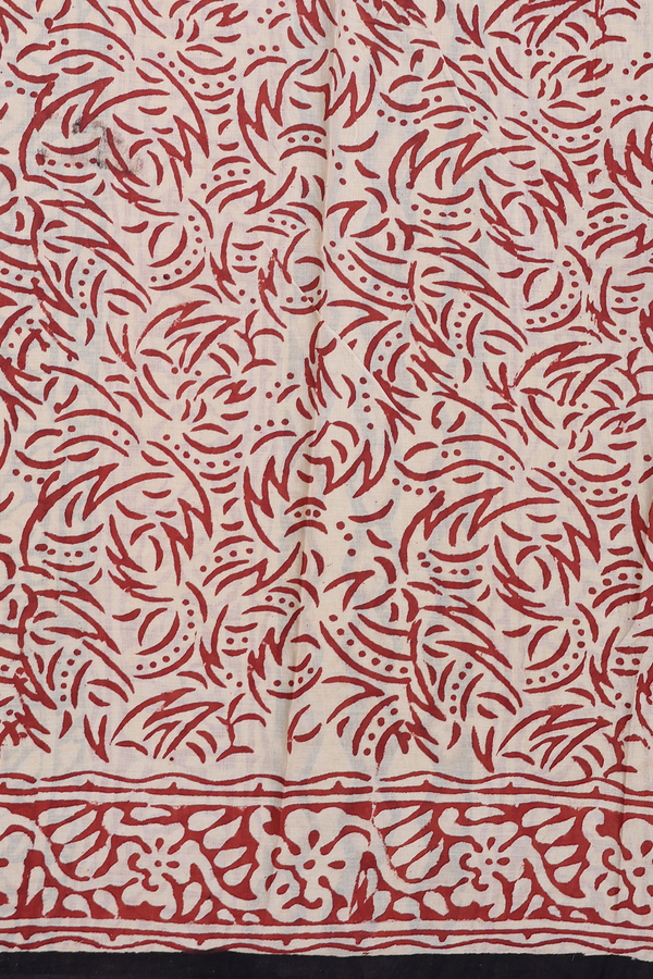 Jaipur Cotton Saree In Black With Floral Design