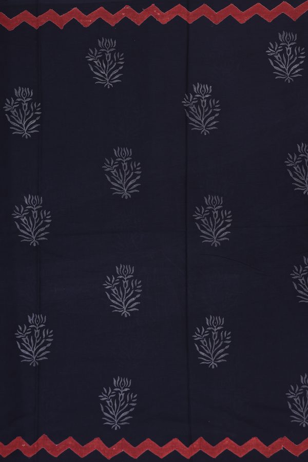Jaipur Cotton Saree In Black With Floral Design