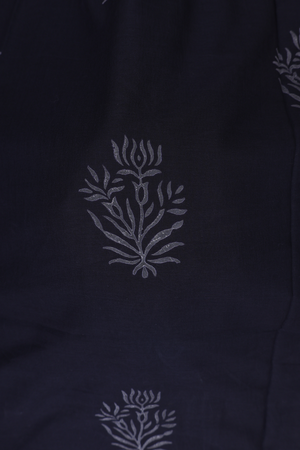 Jaipur Cotton Saree In Black With Floral Design