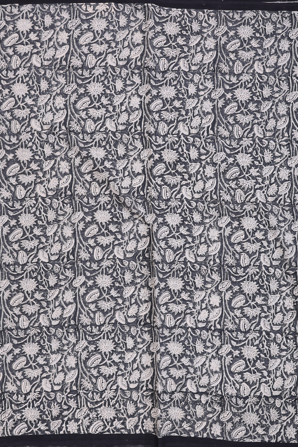 Jaipur Cotton Saree In Black With Floral Printed Design