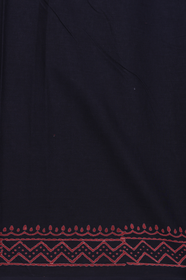 Jaipur Cotton Saree In Black With Leaf Printed Design
