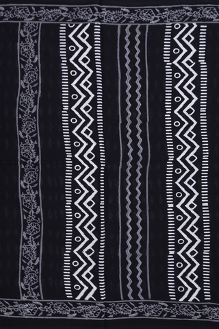 Jaipur Cotton Saree In Black With Printed Design