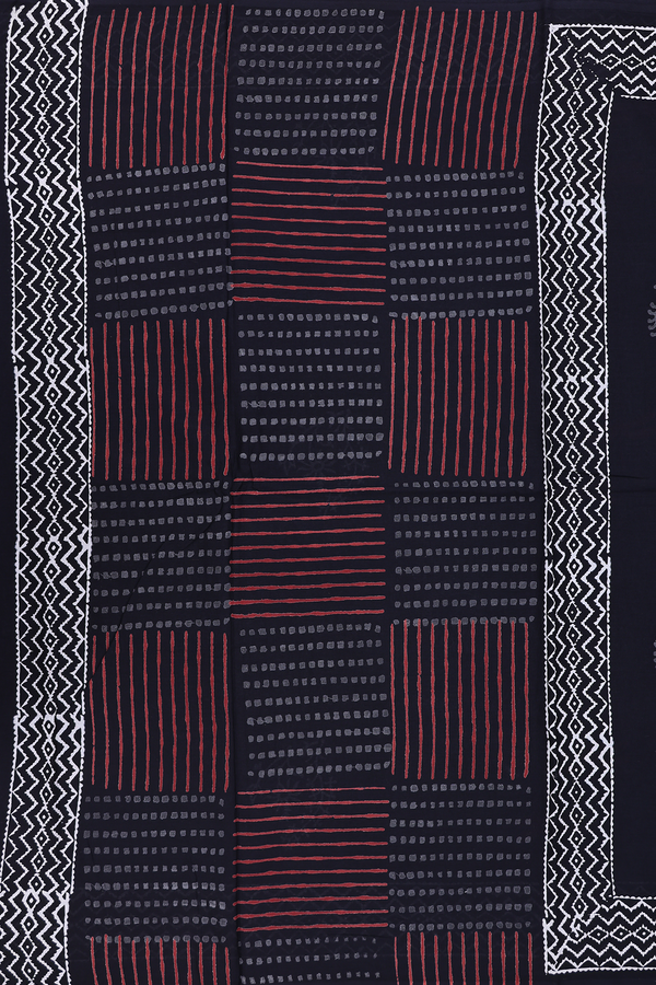 Jaipur Cotton Saree In Black With Printed Design