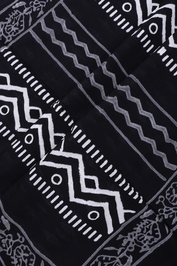 Jaipur Cotton Saree In Black With Printed Design