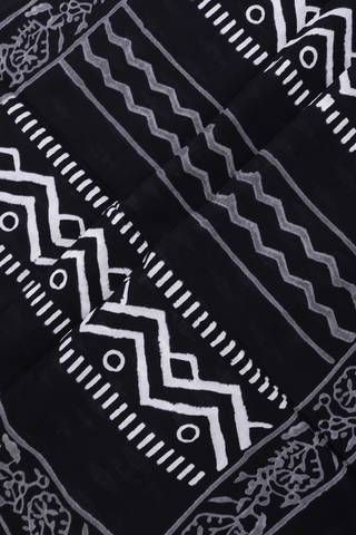 Jaipur Cotton Saree In Black With Printed Design