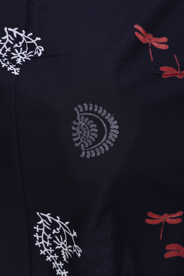 Jaipur Cotton Saree In Black With Printed Design