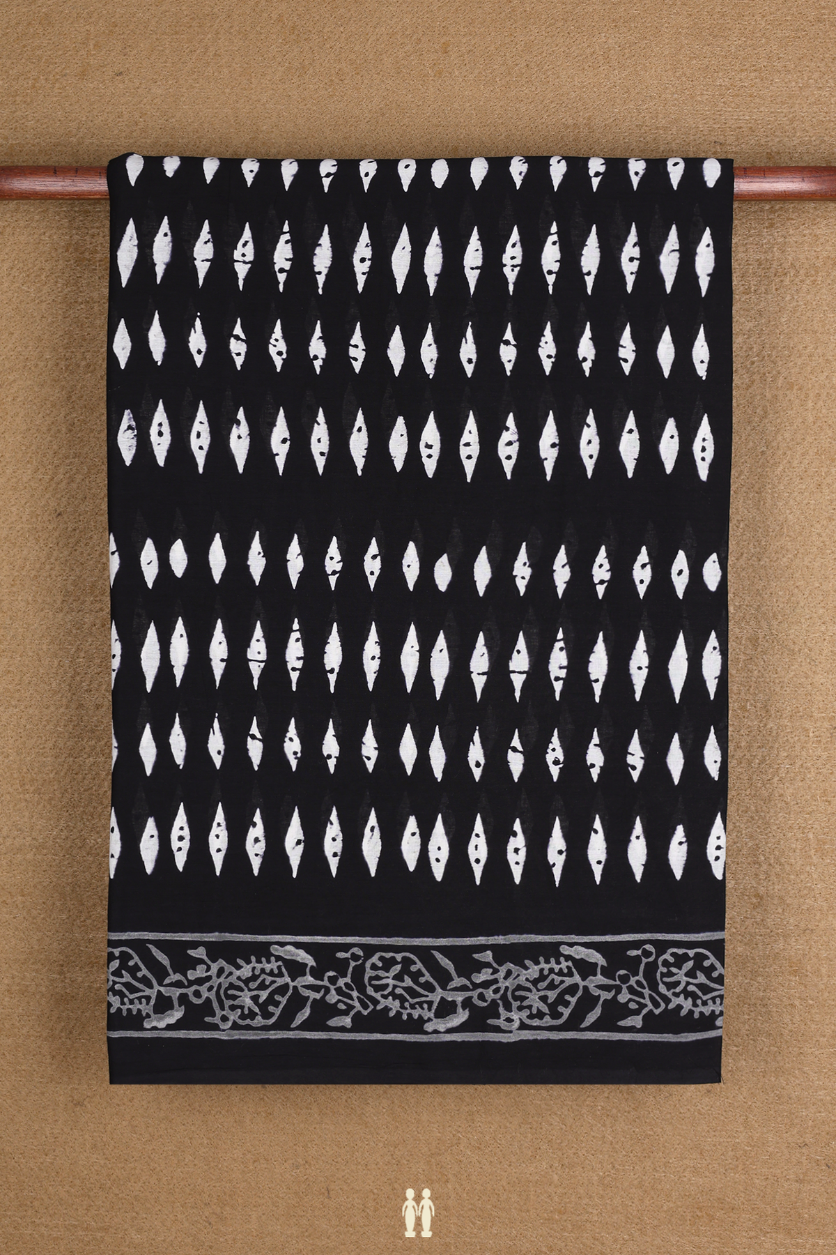 Jaipur Cotton Saree In Black With Printed Design