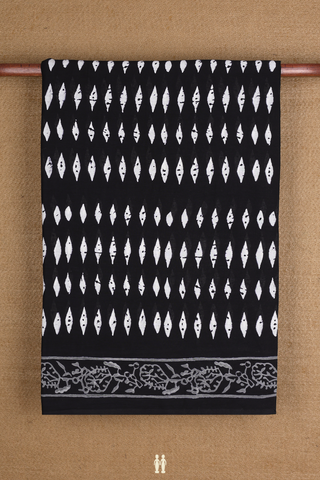 Jaipur Cotton Saree In Black With Printed Design