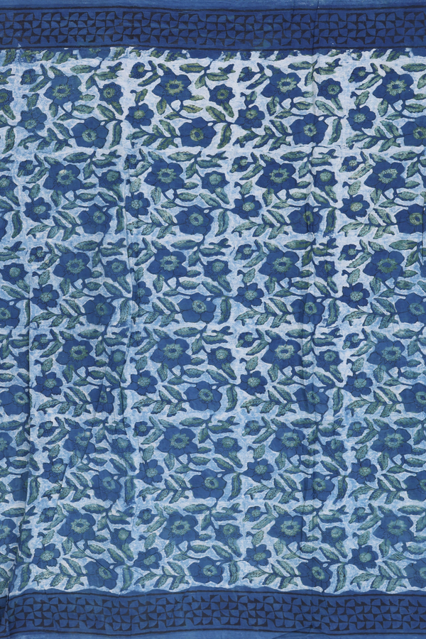 Jaipur Cotton Saree In Blue With Floral Design