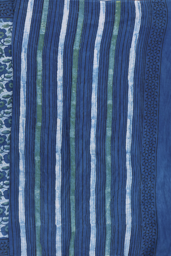 Jaipur Cotton Saree In Blue With Floral Design