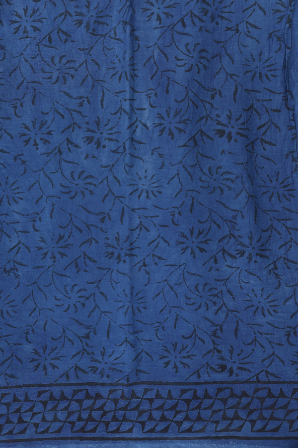 Jaipur Cotton Saree In Blue With Floral Design