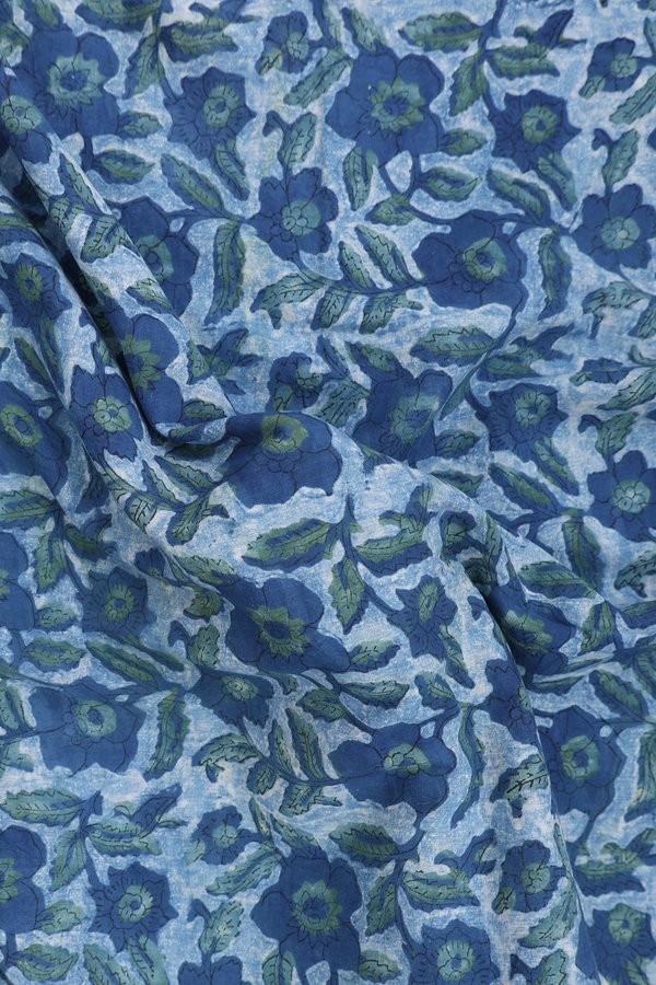 Jaipur Cotton Saree In Blue With Floral Design
