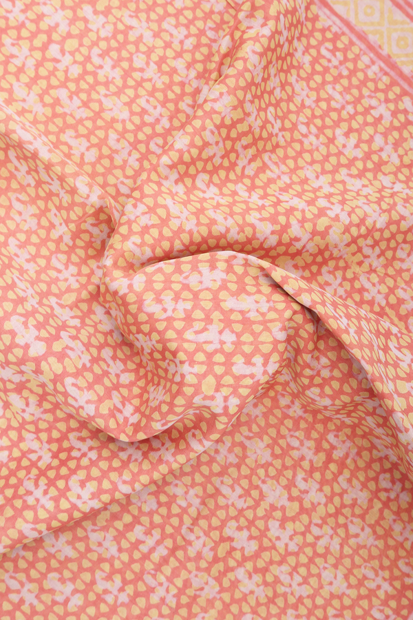Jaipur Cotton Saree In Blush Orange With Printed Design