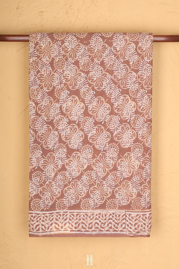 Jaipur Cotton Saree In Brown With Allover Printed Design