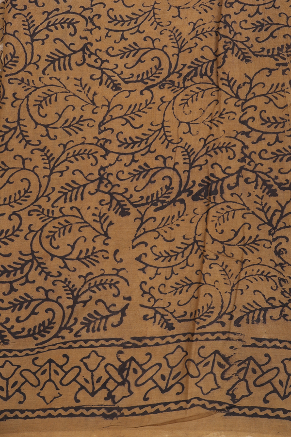 Jaipur Cotton Saree In Brown With Floral Printed Design