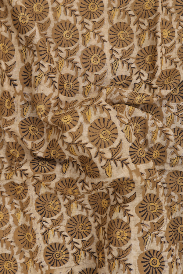 Jaipur Cotton Saree In Brown With Floral Printed Design