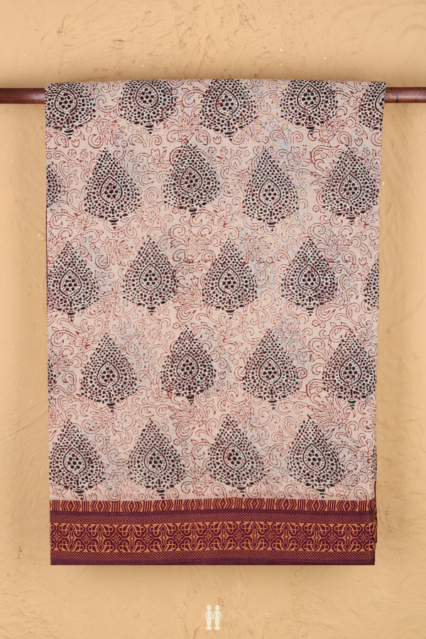 Jaipur Cotton Saree In Brown With Printed Design