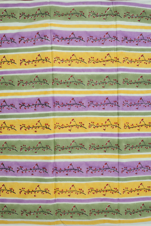Jaipur Cotton Saree In Cream Green With Printed Design