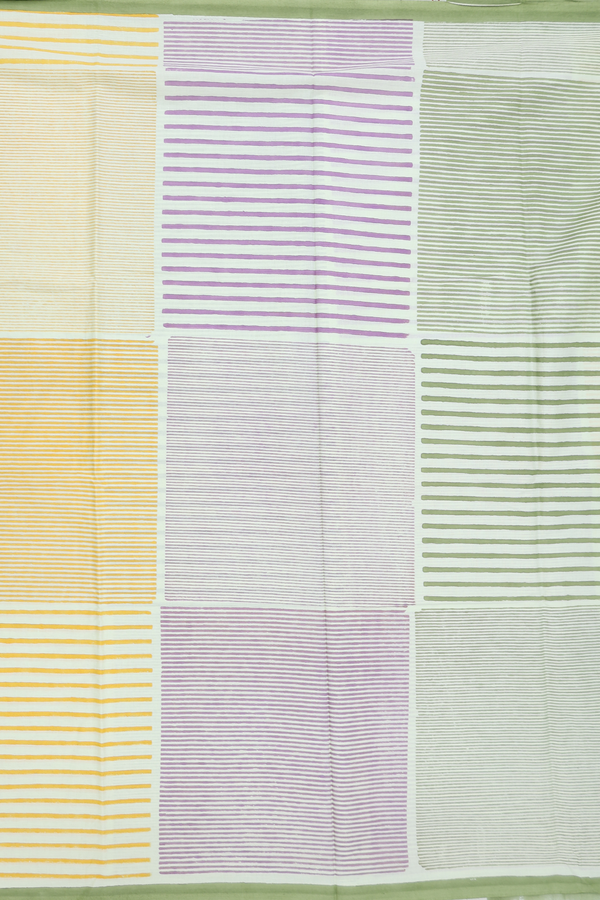 Jaipur Cotton Saree In Cream Green With Printed Design