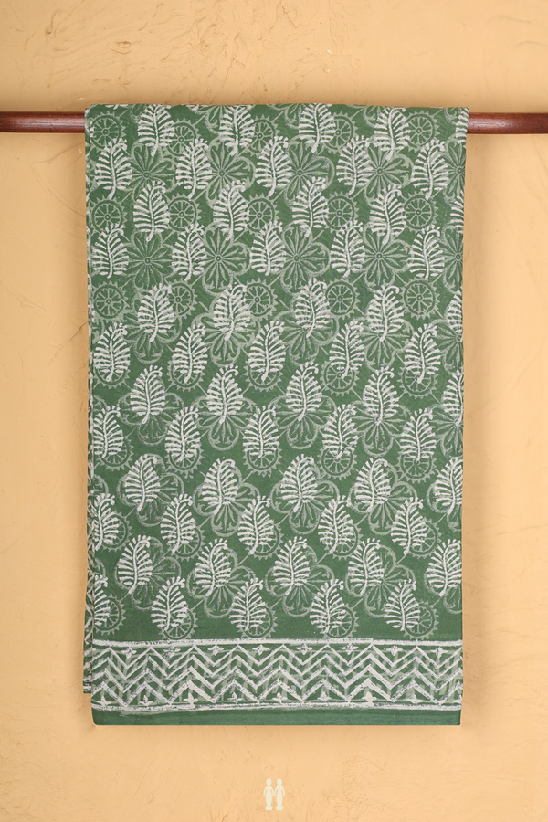 Jaipur Cotton Saree In Fern Green With Printed Design