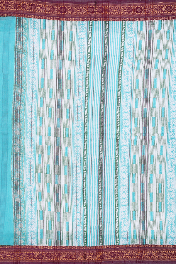 Jaipur Cotton Saree In Green And White With Printed Design