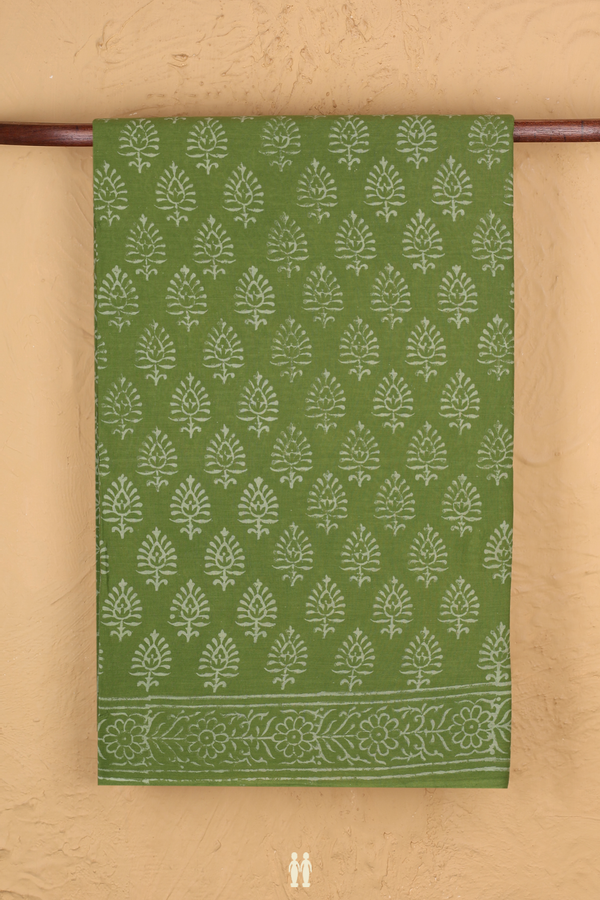 Jaipur Cotton Saree In Green With Printed Design