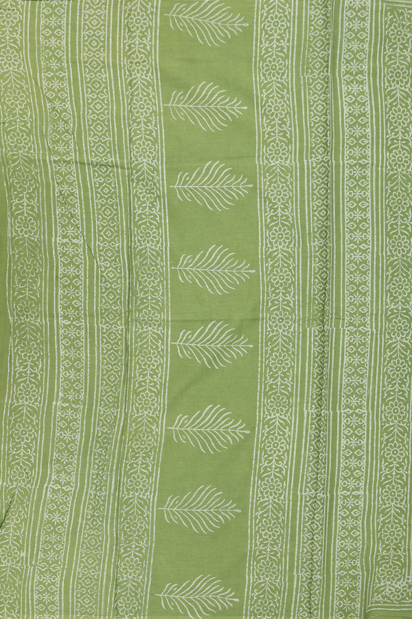 Jaipur Cotton Saree In Green With Printed Design