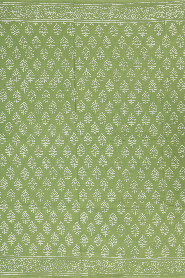 Jaipur Cotton Saree In Green With Printed Design