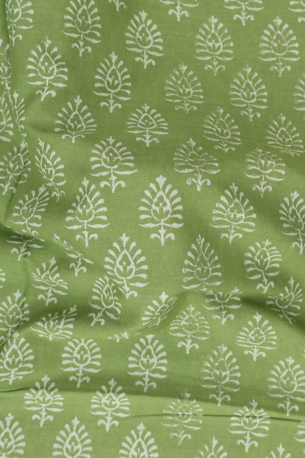 Jaipur Cotton Saree In Green With Printed Design