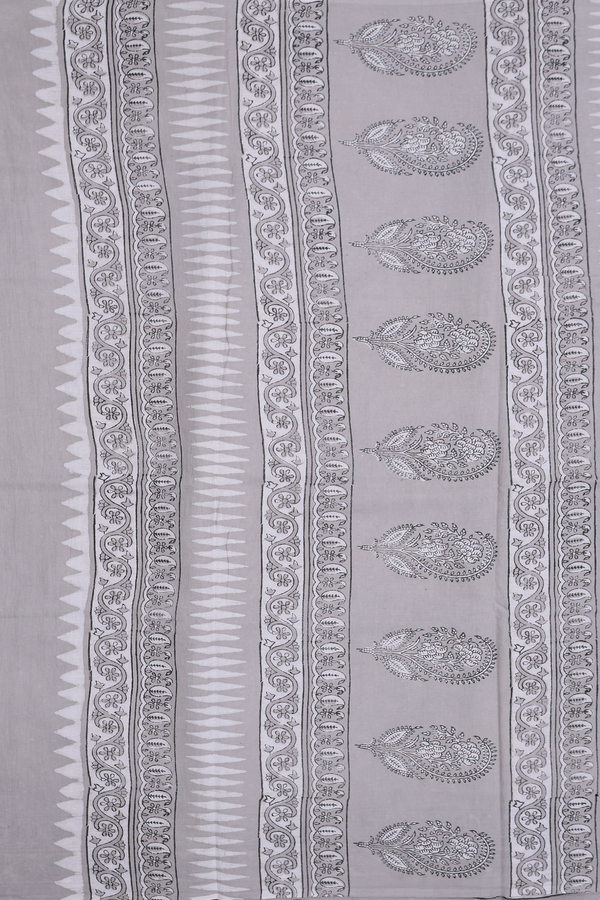 Jaipur Cotton Saree In Grey With Floral Design