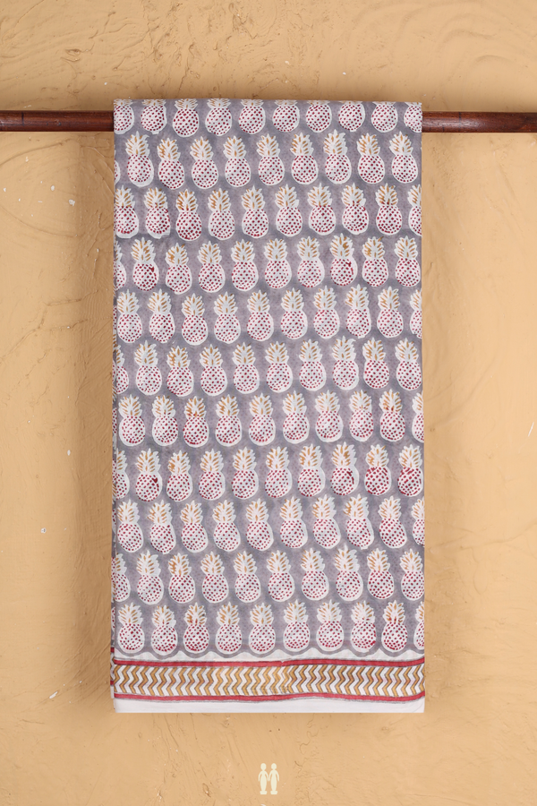 Jaipur Cotton Saree In Grey With Printed Design