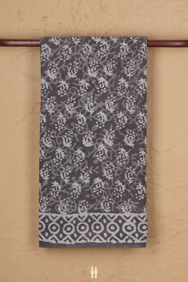 Jaipur Cotton Saree In Grey With Printed Design