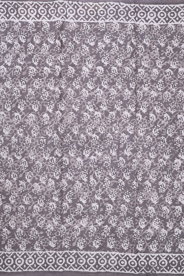 Jaipur Cotton Saree In Grey With Printed Design
