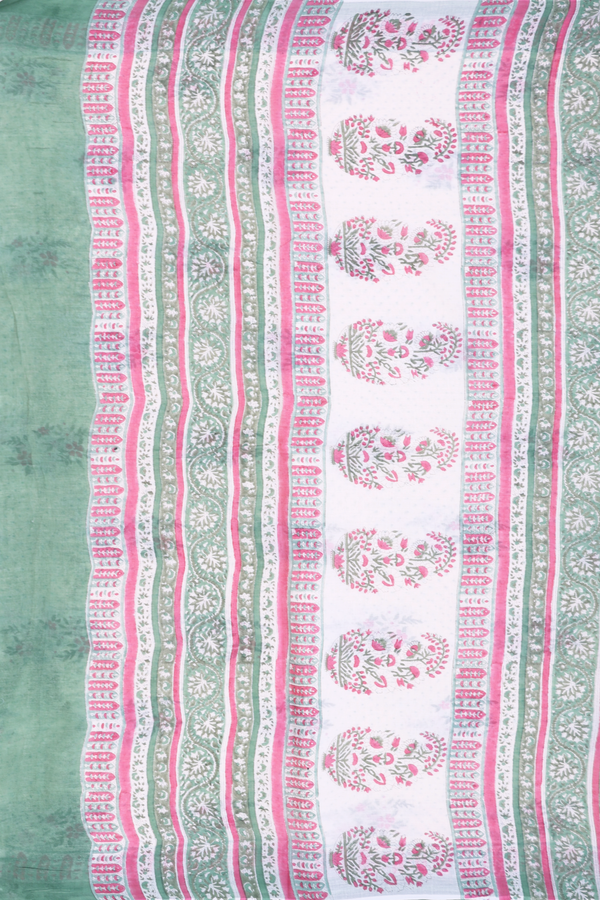 Jaipur Cotton Saree In Ivory With Floral Printed Design