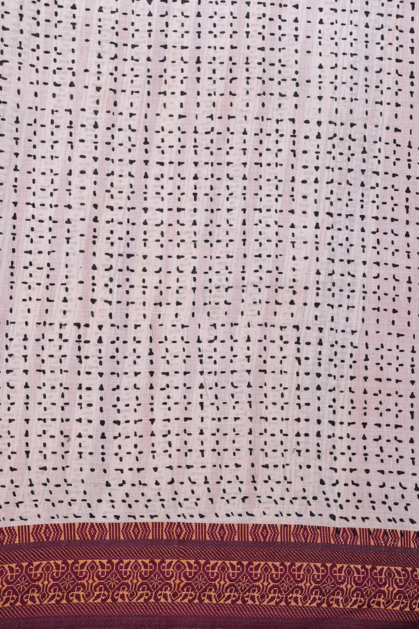 Jaipur Cotton Saree In Ivory With Printed Design
