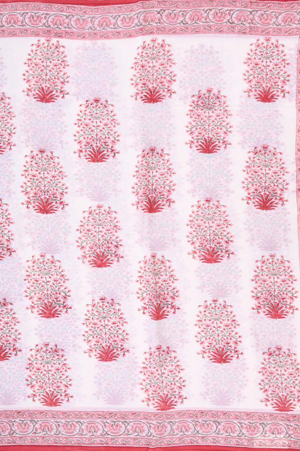 Jaipur Cotton Saree In Ivory With Printed Design