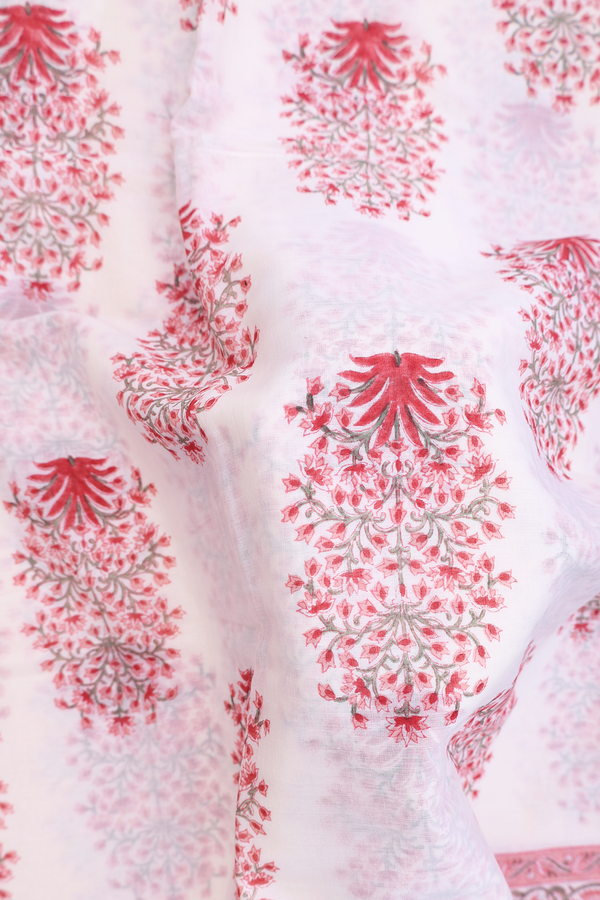 Jaipur Cotton Saree In Ivory With Printed Design