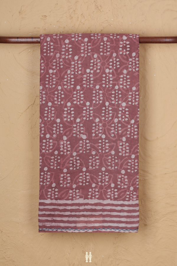 Jaipur Cotton Saree In Mulberry With Printed Design
