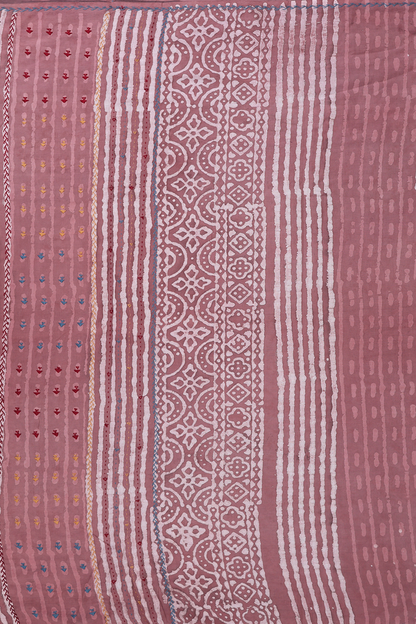 Jaipur Cotton Saree In Mulberry With Printed Design