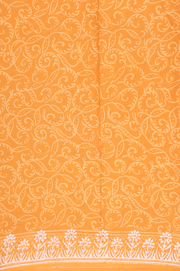 Jaipur Cotton Saree In Orange With Printed Design